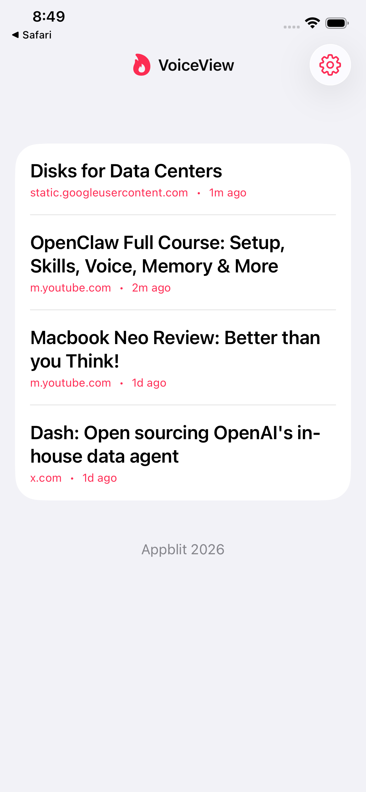 VoiceView app screenshot